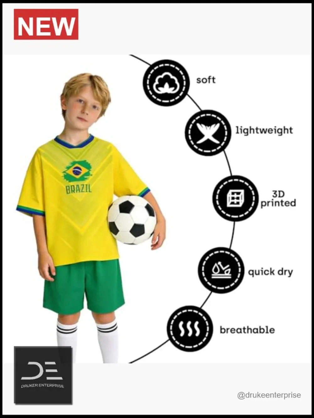 Kids Soccer Jersey & Shorts Set, 100% Polyester, Breathable, Quick-Dry, Youth